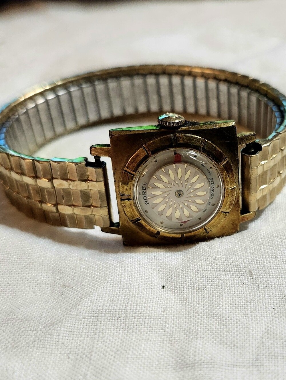 Borel Vintage Ladies Gold Plate Cocktsil Rare White Watch 10kt Gold